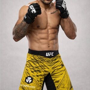 UFC Yellow and Black Tiger Stripe Fight Shorts Large -  C-6